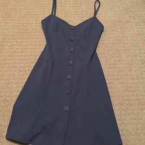 beautiful blue dress with button and cross-back detail